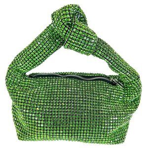 Elegant Emerald Green Rhinestone Handbag